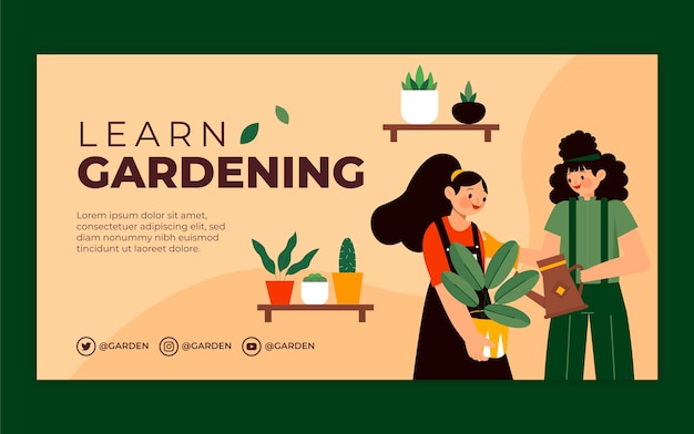 Free Vector flat gardening social media post template