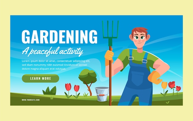 Flat gardening social media promo template