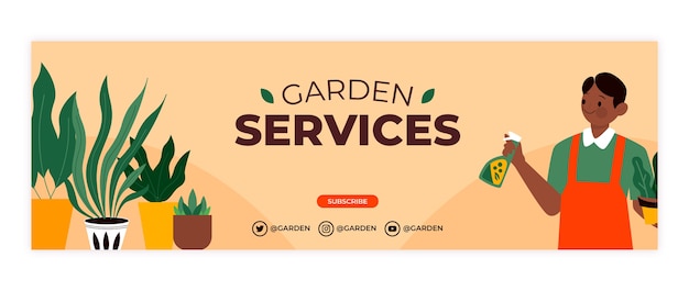 Free Vector flat gardening twitter header