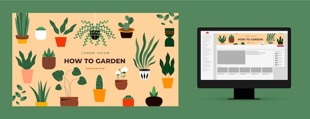 Free Vector flat gardening youtube channel art