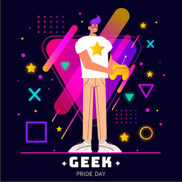 Flat geek pride day illustration