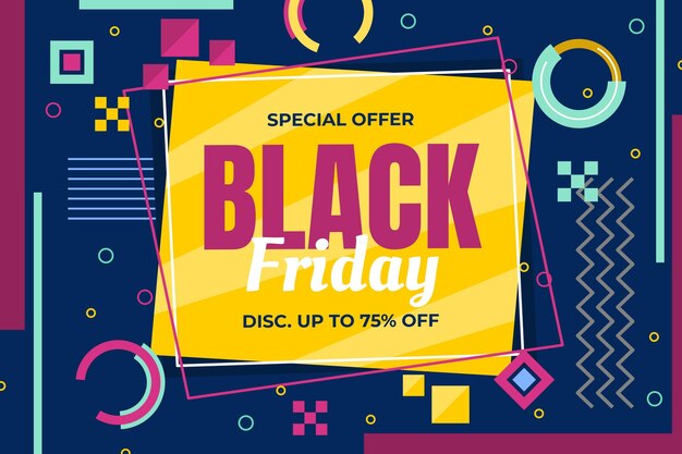 Flat geometric black friday background