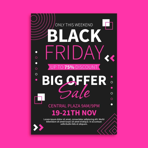 Flat geometric black friday vertical poster template