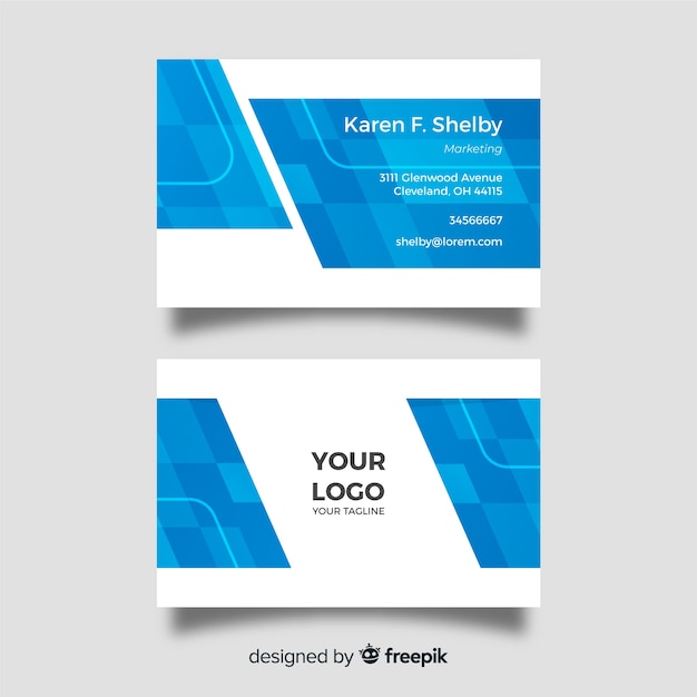 Flat geometric business card template