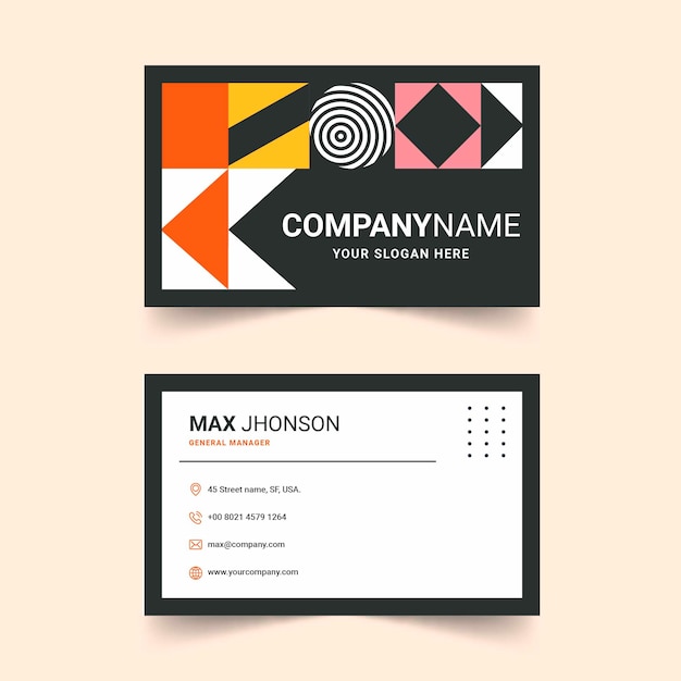 Free Vector flat geometric double-sided horizontal business card template