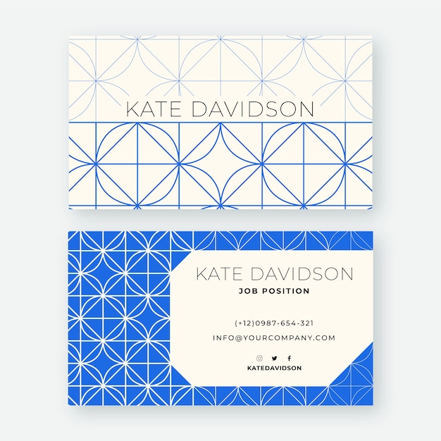 Free Vector flat geometric double-sided horizontal business card template