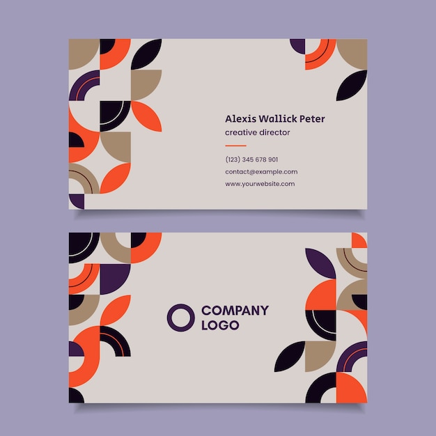 Flat geometric double-sided horizontal business card template