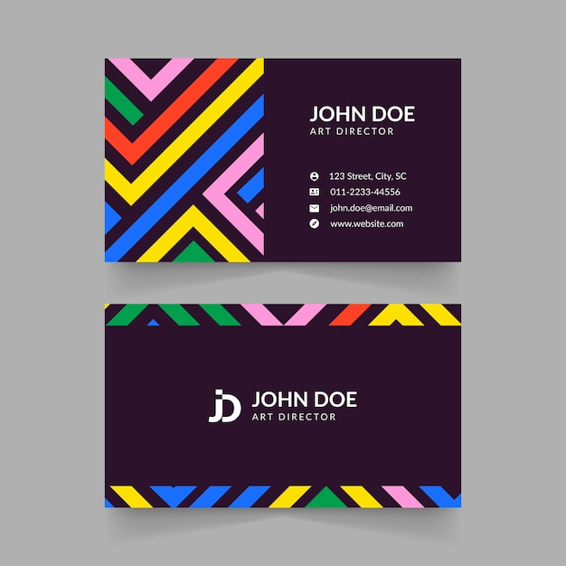 Free Vector flat geometric double-sided horizontal business card template