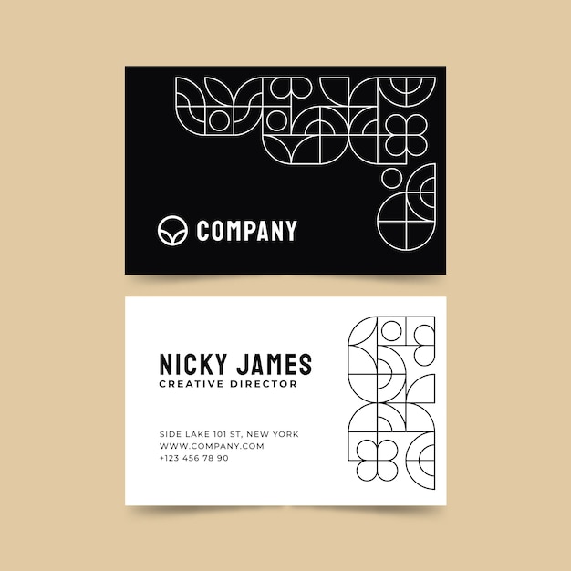 Flat geometric double-sided horizontal business card template