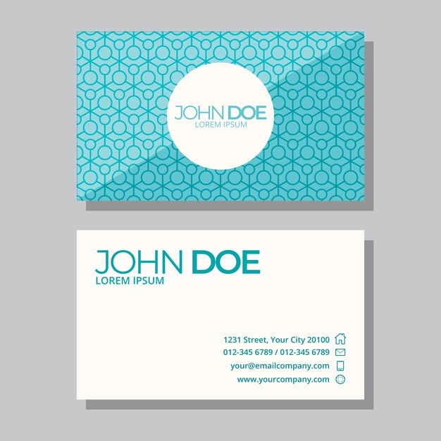 Flat geometric double-sided horizontal business card template