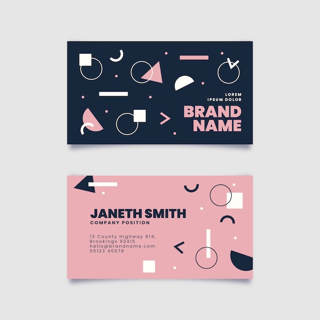 Free vector flat geometric horizontal business card template