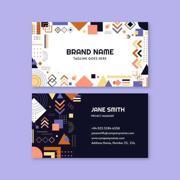 Flat geometric horizontal business card template