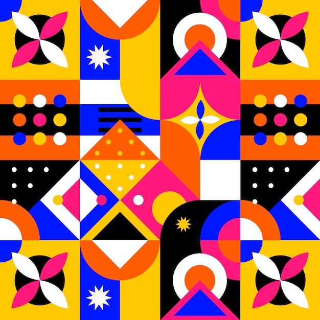 Flat geometric mosaic pattern design