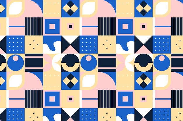 Flat geometric mosaic pattern design