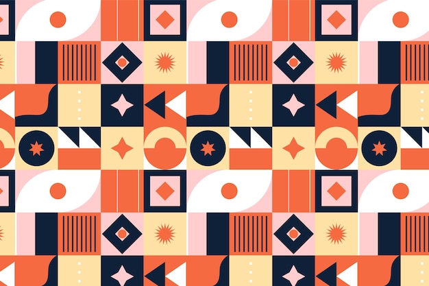 Flat geometric mosaic pattern design