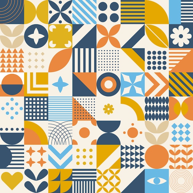 Free vector flat geometric mosaic pattern design