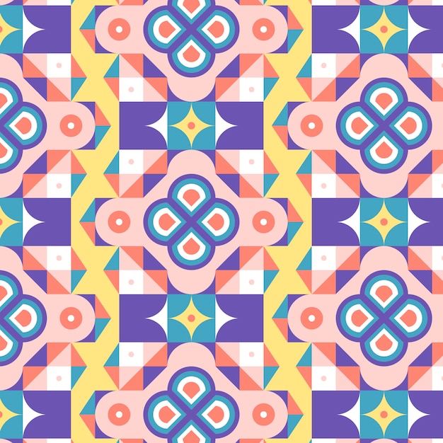 Flat geometric mosaic pattern design