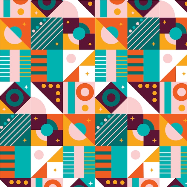 Flat geometric mosaic pattern design