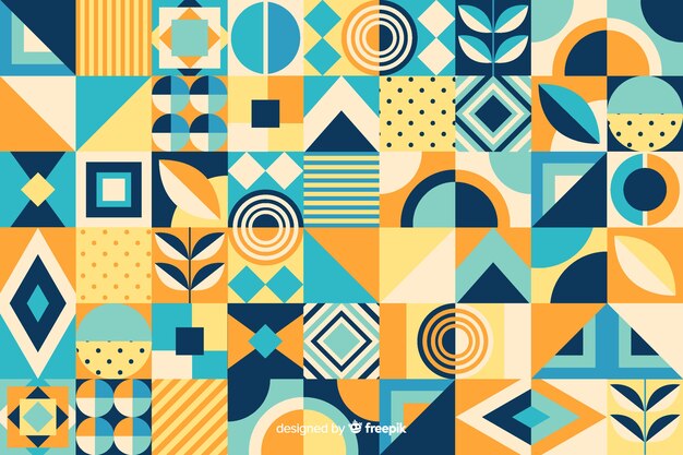 Flat geometric mosaic tiles background