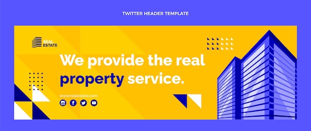 Flat geometric real estate twitter header