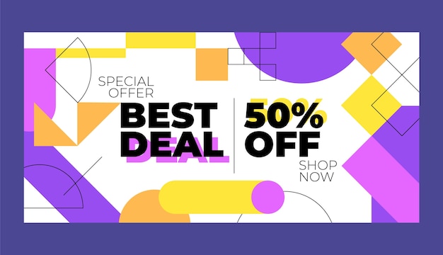 Free Vector flat geometric sales banner template