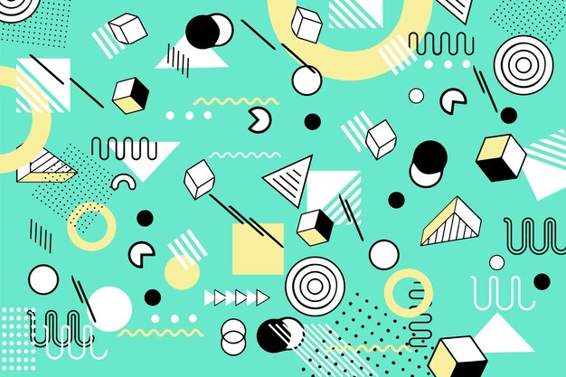 Flat geometric shapes background