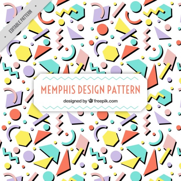 Free vector flat geometric shapes memphis pattern