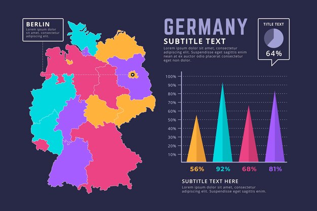 Flat germany map infographic