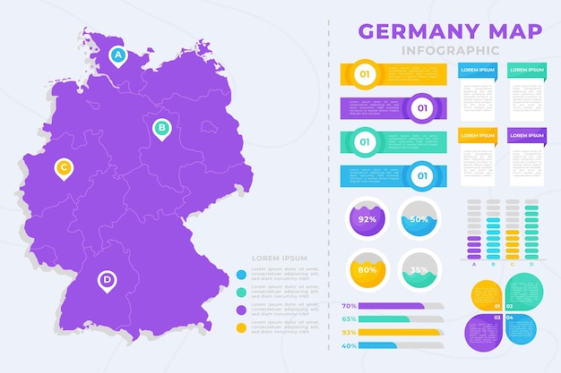 Flat germany map infographic