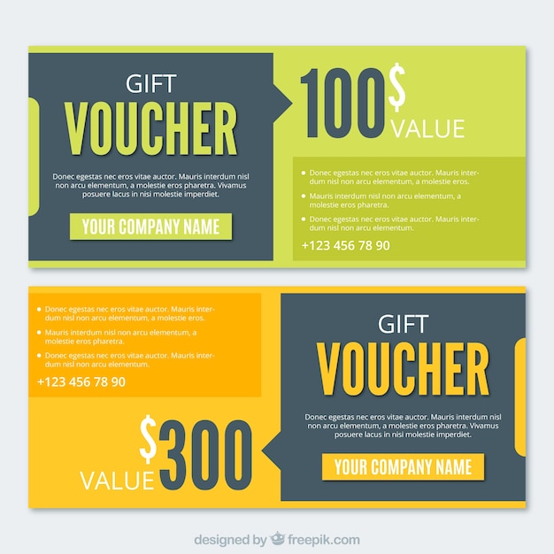 Flat gift coupons with abstract design