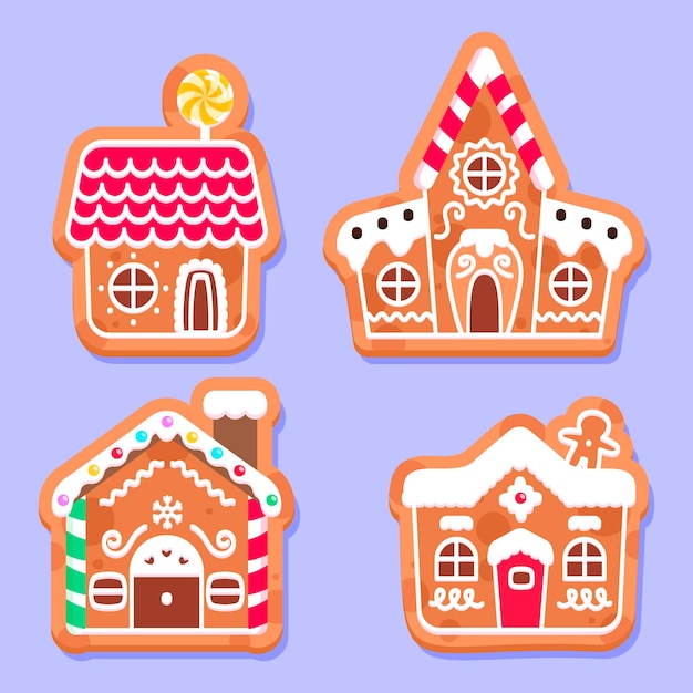 Flat gingerbread houses collection