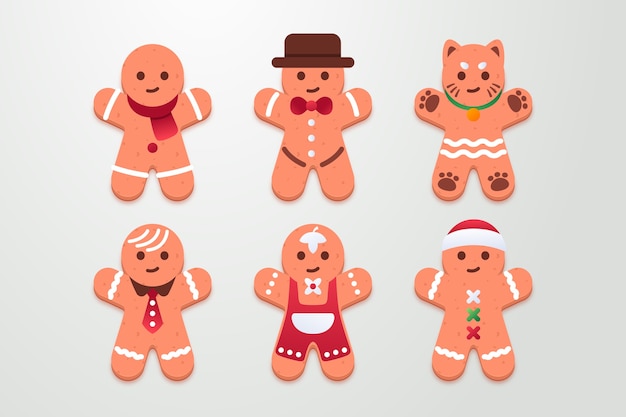 Free Vector flat gingerbread man cookie collection