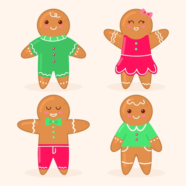 Flat gingerbread man cookie pack