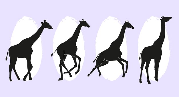 Flat giraffe silhouettes collection