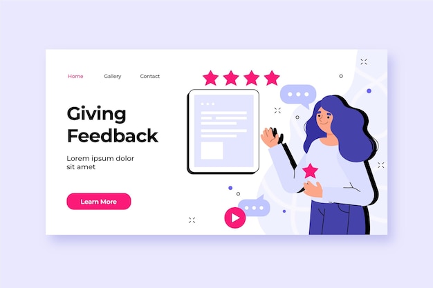 Flat giving feedback landing page template