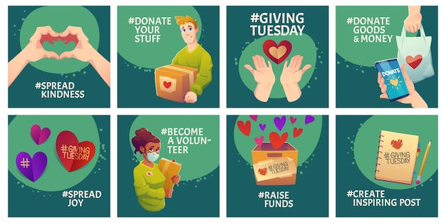 Free vector flat giving tuesday instagram posts collection