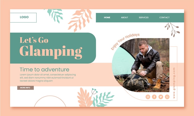 Free Vector flat glamping landing page template