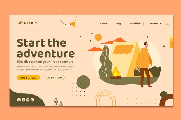 Flat glamping landing page template