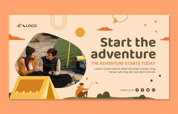 Flat glamping social media post template