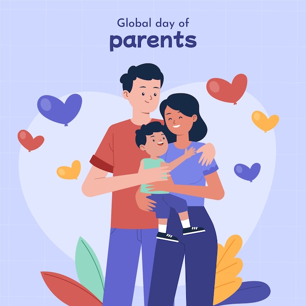 Flat global day of parents illustration