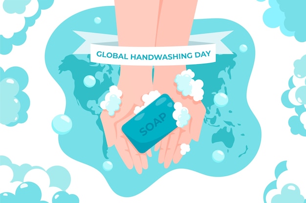 Free Vector flat global handwashing day background