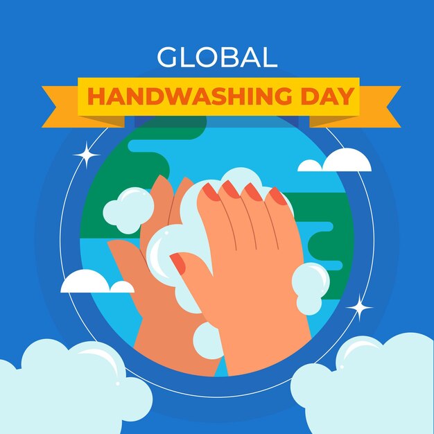 Flat global handwashing day illustration