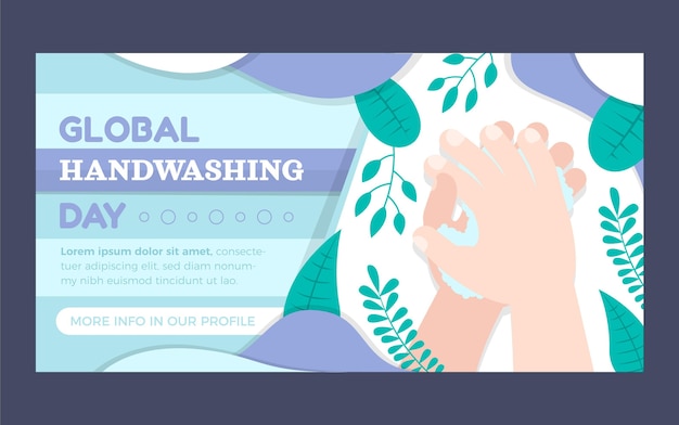 Flat global handwashing day social media post template