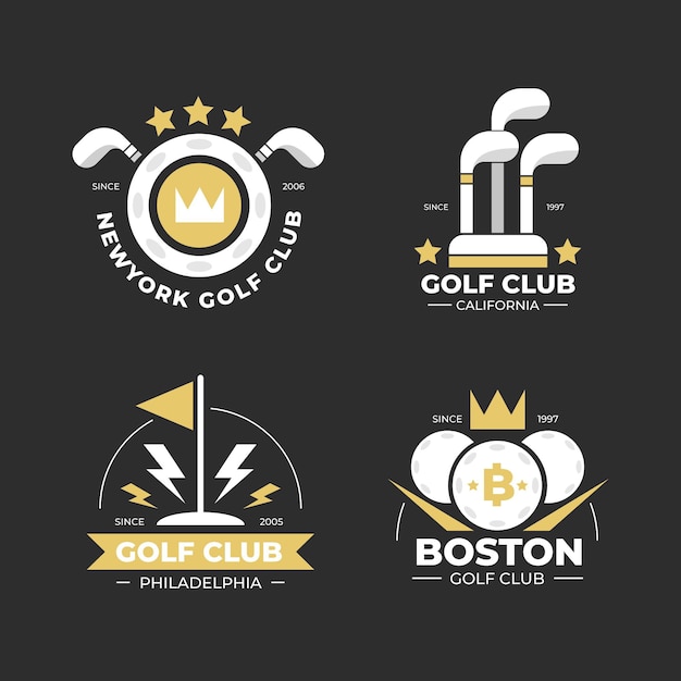 Flat golf logo collection