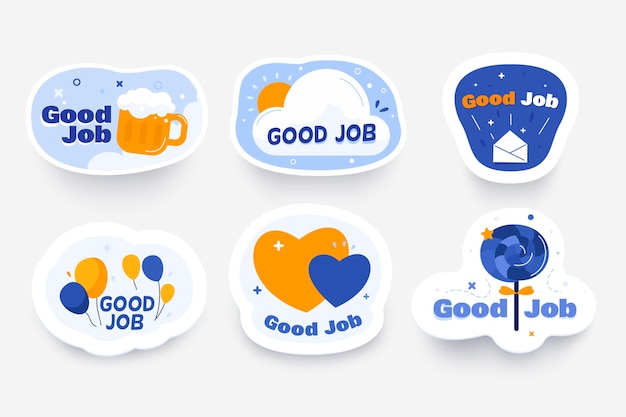 Flat good job and great job sticker collection