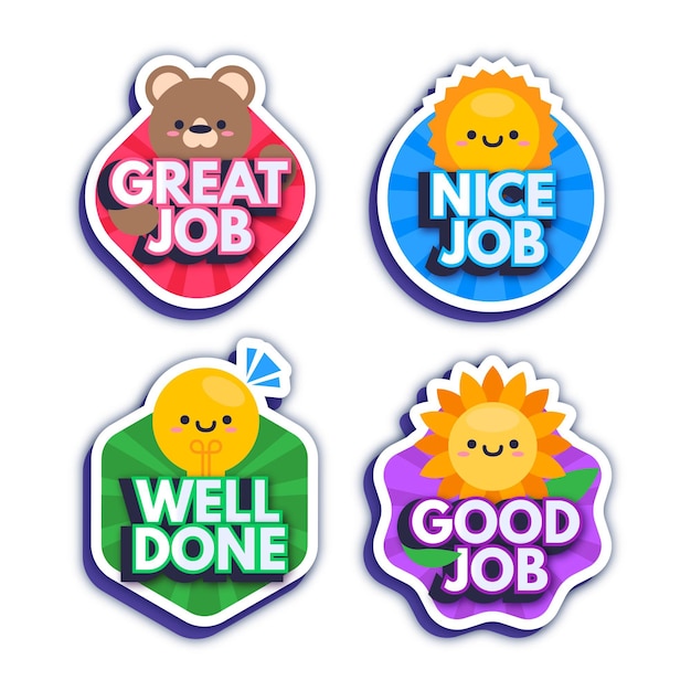 Flat good job and great job sticker collection