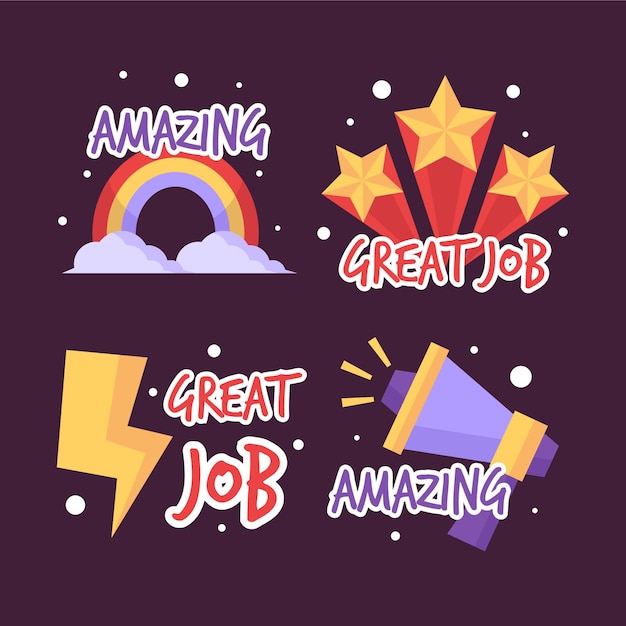 Flat good job and great job stickers pack