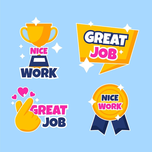 Flat good job and great job stickers