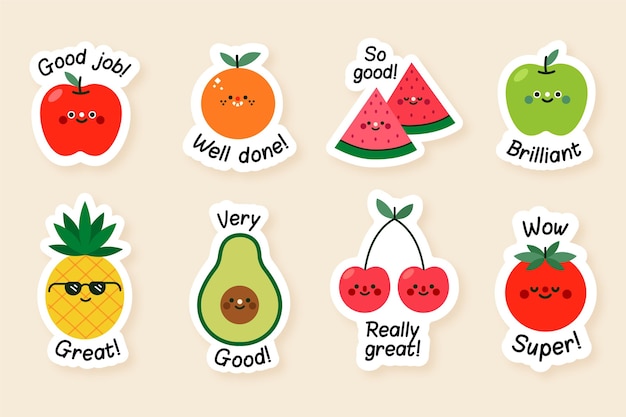 Free Vector flat good job stickers collection