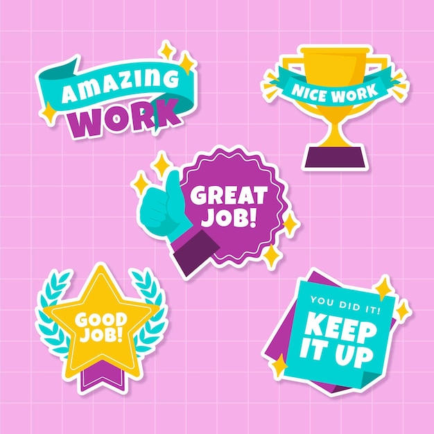 Flat good job stickers collection